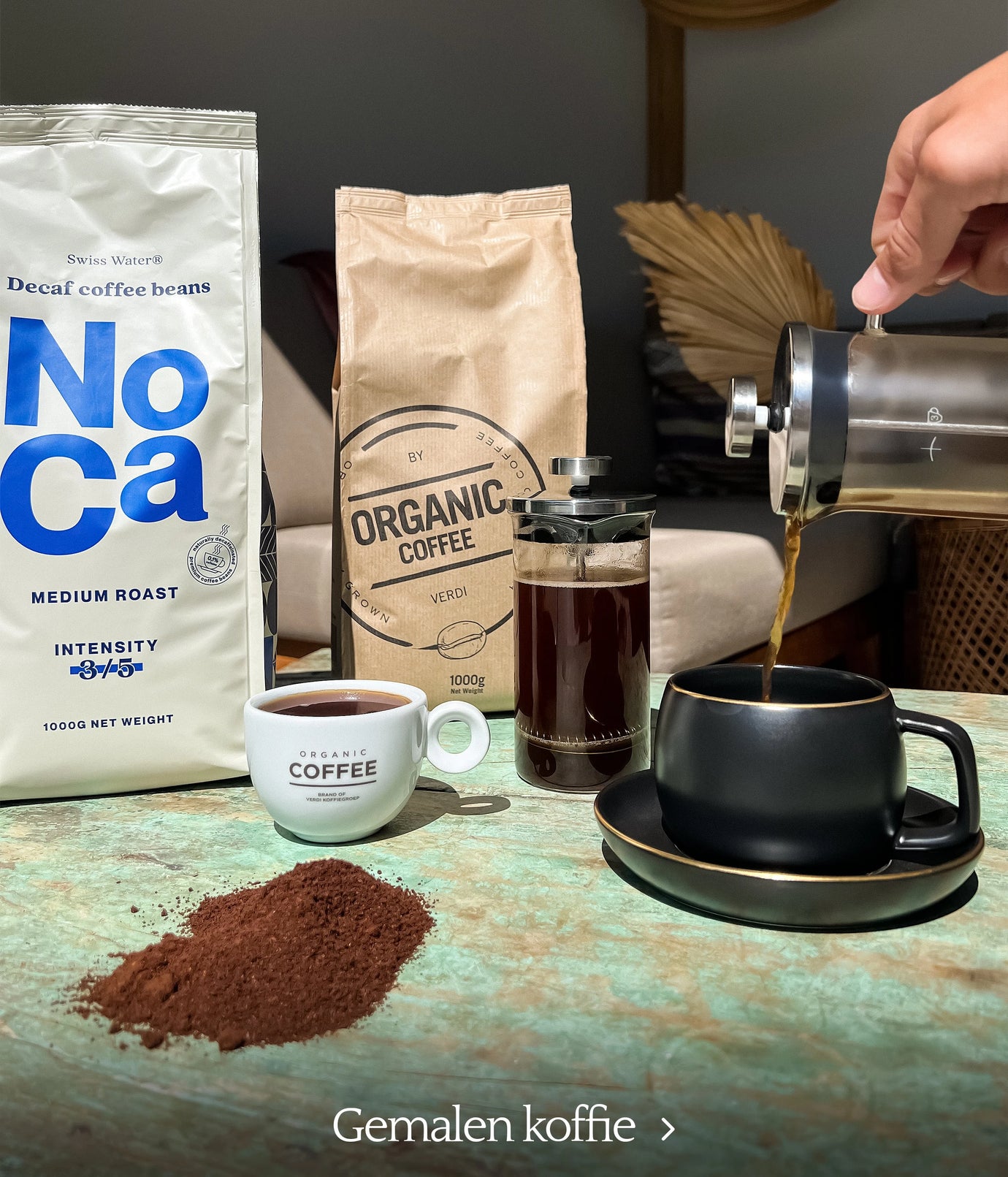 Gemalen Organic Coffee met French press