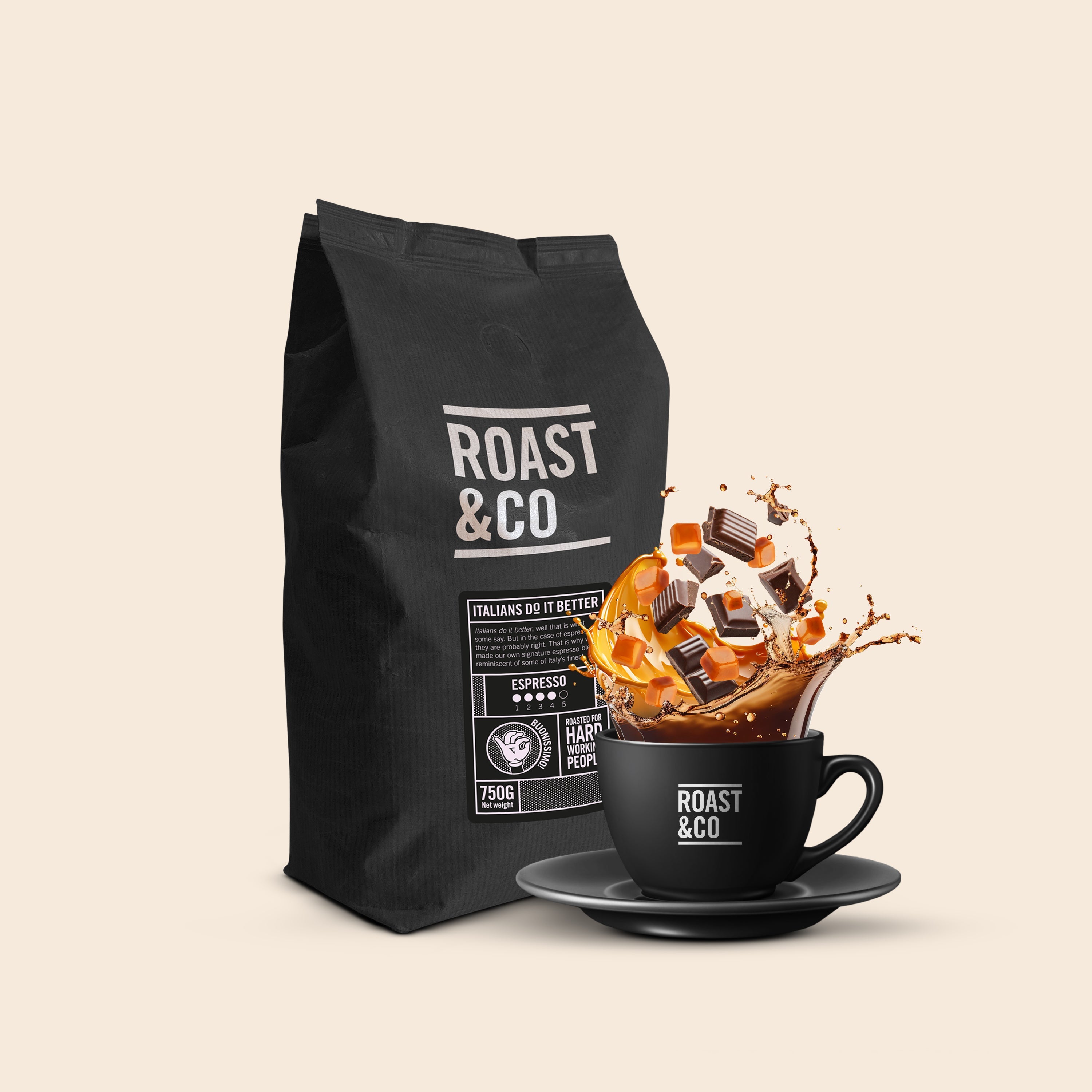 Roast & Co Italiaanse koffiebonen voor krachtige espresso thuis